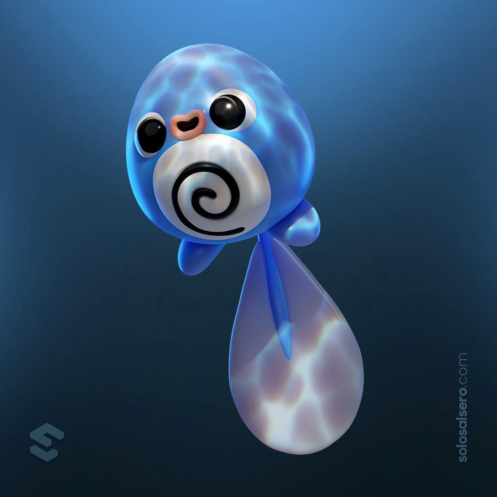 A render of Poliwag, using the Underwater Caustics Shader. Render by Luis Miguel Maldonado